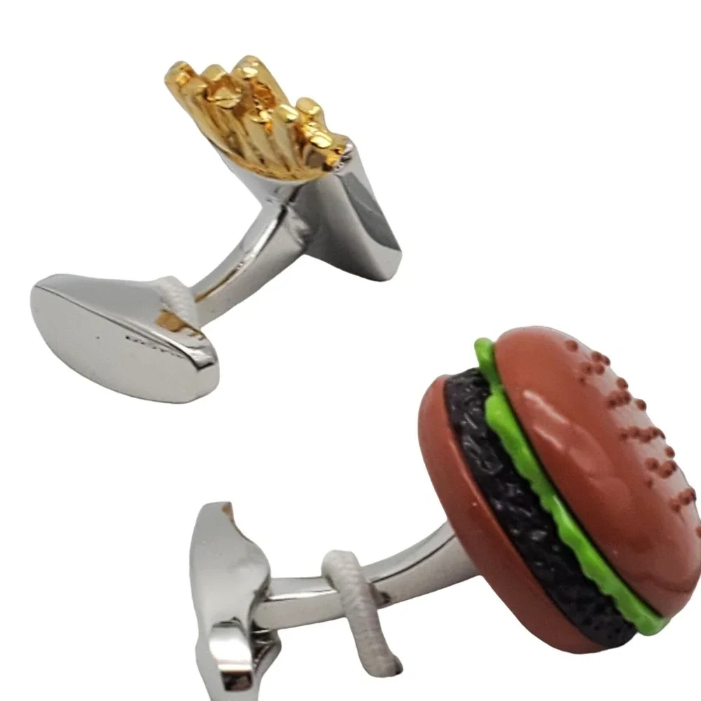 Burger & French Fries Cufflinks Roundtree Yorke Hamburger Statement Food Novelty